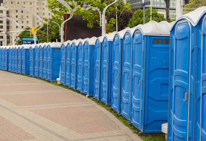 Seasonal porta potty units set up at a Laredo, Texas venue