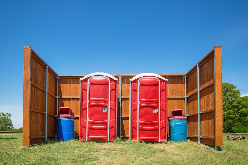 Short-term porta potty units staged for delivery in Laredo, Texas